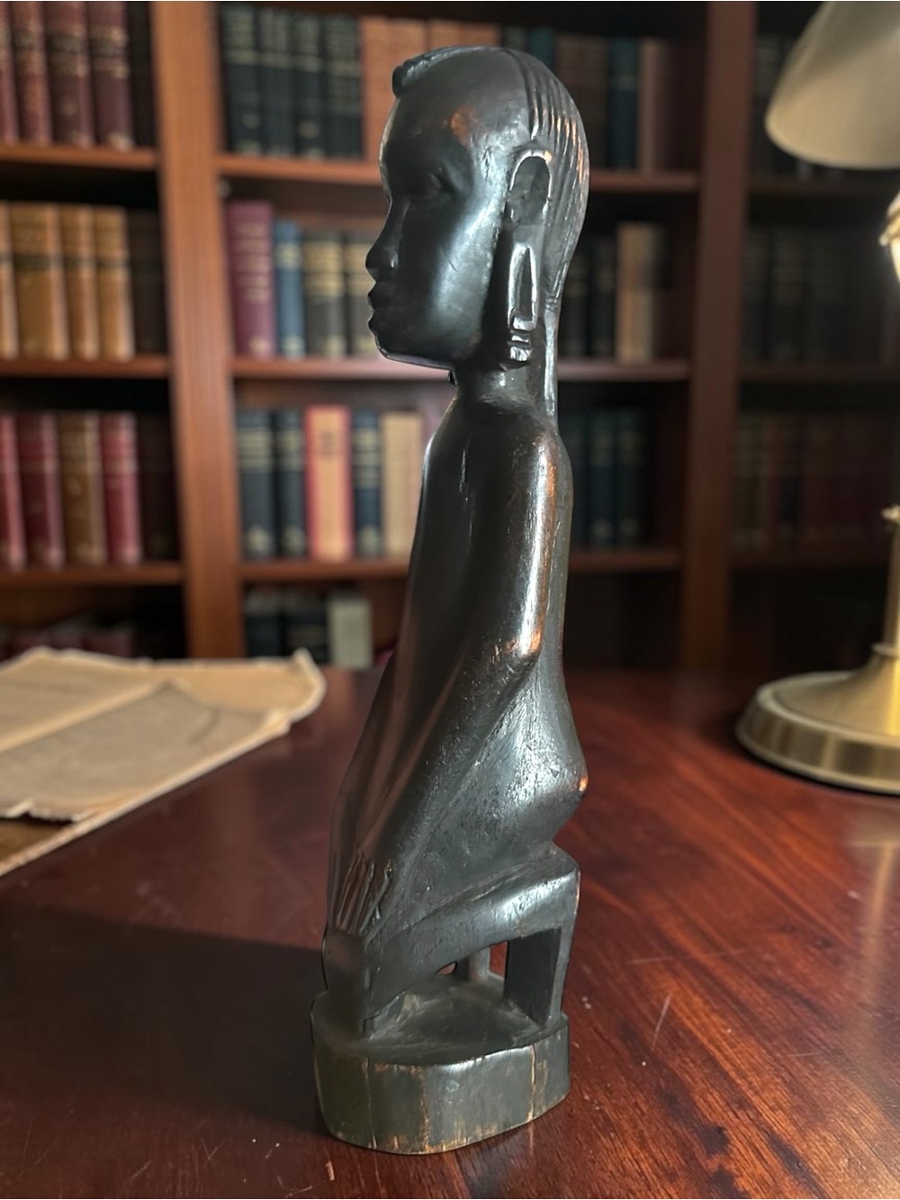 Vintage Ebony African Sculpture- Girl Kneeling